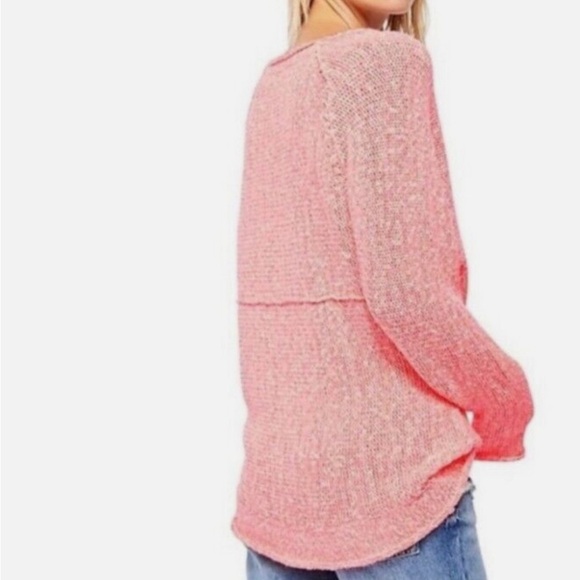 Free People Bright Lights Sweater Womens Size Medium Neon Flamingo - Picture 2 of 7